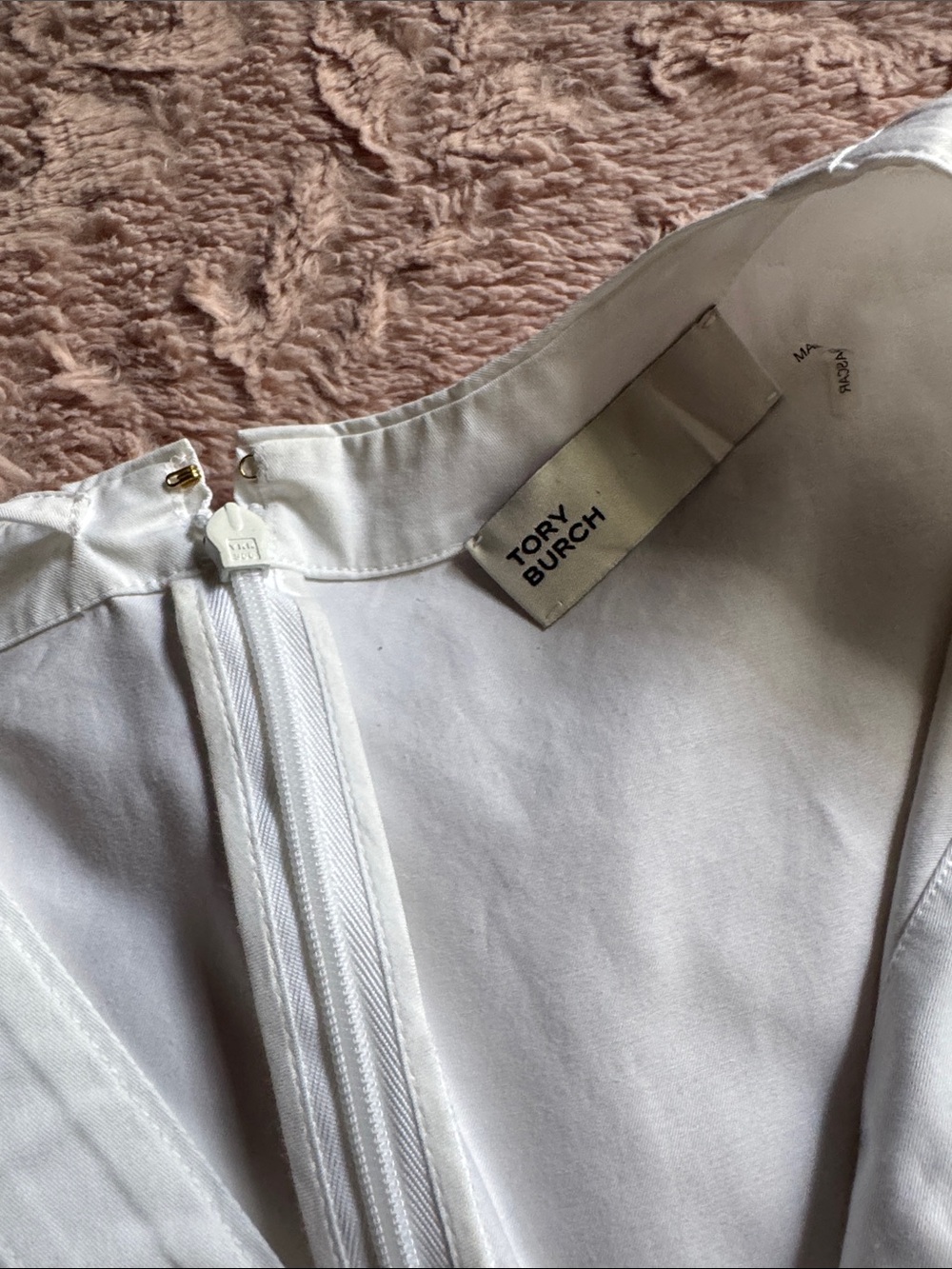 Tory Burch White V-Neck Midi Dress with Back Zip - Picture 4 of 16